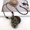 Bohemian Wood Donut Alloy Pendant Long Necklaces for Women, Antique Bronze, Leaf, 35.43 inch(90cm)