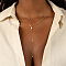 201 Stainless Steel Cable Chains Lariat Necklace, with Plastic Pearl Beaded, Golden, 16.54 inch(42cm)