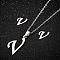 201 Stainless Steel Pendant Necklaces & Stud Earrings Sets, Letter V, 400mm