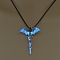 Luminous Alloy Pendants, Necklace, Halloween, Dragon/Skull/Horse/Gun, Blue, 17.72 inch(45cm)