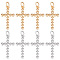 16Pcs 2 Color Brass Pendants, Religion Cross Charms, with Open Jump Rings, Mixed Color, 20x11x2mm, Hole: 3mm, Ring: 5x0.9mm, 8pcs/color