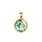 Puna Shell Pendants, Flat Round Charms, with Ice Pick Pinch Bails, Golden, 18x15x4mm