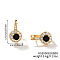 Elegant European and American Style, Flat Round Brass Cubic Zirconia Hoop Earrings, Golden, Black, 17x10mm