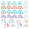 28Pcs 7 Styles Printed Transparent & Opaque Resin Pendants, Rainbow Charms, Mixed Color, 29~38x32~39x2.5mm, Hole: 1.5~1.9mm, 4pcs/style