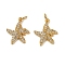 Brass Micro Pave Cubic Zirconia Pendants, Starfish Charms, with Jump Ring, Long-Lasting Plated, Cadmium Free & Lead Free, Rack Plating, Real 18K Gold Plated, 16x13.5x2.5mm, Hole: 3mm