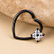 316L Surgical Stainless Steel Micro Pave Clear Cubic Zirconia Hoop Nose Rings, Cartilage Earrings, Flower Heart, Black, Inner Diameter: 8mm, Pin: 0.8mm