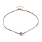 Faceted Natural Dyed Amethyst Pendant Necklaces, with Waxed Cotton Cords, Brass Round Beads and 304 Stainless Steel Lobster Claw Clasps, 15-1/8 inch(38.5cm)