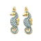 Brass Micro Pave Clear Cubic Zirconia Enamel Pendants, Sea Horse, with Jump Ring, Real 18K Gold Plated, 34x11.5x3mm, Hole: 3.5mm