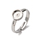 304 Stainless Steel Adjustable Ring Components, with 201 Stainless Steel Flat Round Plain Pad Ring Settings, Stainless Steel Color, Tray: 6mm, Inner Diameter: 17mm
