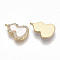 Brass Micro Pave Clear Cubic Zirconia Charms, with White Acrylic, Nickel Free, Gourd, Real 18K Gold Plated, 13x9.5x1.5mm, Hole: 1.7mm