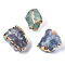 Plated Natural Fluorite Beads, with Light Gold Brass Findings, Nuggets, 19~28.5x18~28x15~22mm, Hole: 3mm