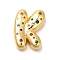 Brass Cubic Zirconia Pendants, Cadmium Free & Nickel Free & Lead Free, Letter A~Z Charms, Real 18K Gold Plated, Letter K, 30x22x7mm, Hole: 5x2.5mm