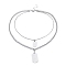 Non-Tarnish 304 Stainless Steel Double Layer Necklaces, with Box Chains & Curb Chains, Rectangle, Stainless Steel Color, 16.57 inch(42.1cm)