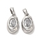 Brass Micro Pave Cubic Zirconia Pendants, Cadmium Free & Nickel Free & Lead Free, Oval, Platinum, 15.5x9x4.5mm, Hole: 5x3mm
