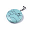 Synthetic Turquoise Pendants, with Platinum Tone Brass Bails, Flat Round, 22~25x19~21x5~7mm, Hole: 3x6mm