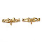 Brass Fold Over Clasps, for Half Drilled Bead, Nickel Free, Bowknot, Real 18K Gold Plated, 34mm