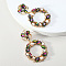 Exaggerated Fashion Crystal Alloy Round Earrings with Unique Design Sense, Mixed Color, 1mm