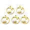 PVD Vacuum Plating 304 Stainless Steel Pendants, Laser Cut, Round Ring with Moon and Human, Real 18K Gold Plated, 17x15x1mm, Hole: 1mm