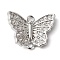 Brass Micro Pave Clear Cubic Zirconia Connector Charms, Cadmium Free & Nickel Free & Lead Free, Butterfly Links, Platinum, 10x14x4.5mm, Hole: 1.2mm