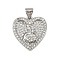Brass Micro Pave Cubic Zirconia Pendants, Cadmium Free & Lead Free, Religion, Heart, Platinum, 18.5x18x3.5mm, Hole: 4.5x3.5mm