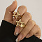 Star Alloy Adjustable Cuff Rings, for Women, Light Gold, Inner Diameter: 17mm