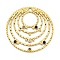 Real 18K Gold Plated PVD Vacuum Plating 304 Stainless Steel Pendants, with Colorful Rhinestone, Flat Round Charms, Black Diamond, 34.5x1.7mm, Hole: 2mm