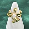 Brass Cuff Rings for Women, with ABS Plastic Imitation Pearls Beads, Flower, Rack Plating, Long-Lasting Plated, Lead Free & Cadmium Free, Real 18K Gold Plated, Flower: 22x20mm, Inner Diameter: 17mm