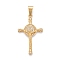 Easter 304 Stainless Steel Big Pendants, with Crystal Rhinestone, Crucifix Cross, Golden, 54.5x33.5x6.5mm, Hole: 6.5x12mm