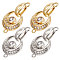 6 Sets 2 Colors Rack Plating Brass Pave Clear Cubic Zirconia Fold Over Clasps, Cadmium Free & Lead Free, Flat Round, Real Gold Plated & Real Platinum Plated, 27x14.5x5mm, Flat Round: 16.5x14x3mm, Hole: 1.5mm, Clasp: 13x4.5x5mm, Hole: 1.8mm, Inner Diameter: 5x3mm, 3 sets/color