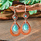 Bohemian Style Alloy Acrylic Dangle Earrings, Antique Silver, Teardrop, 70x20mm