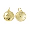 Brass Micro Pave Cubic Zirconia Pendants, Cadmium Free & Nickel Free & Lead Free, Real 18K Gold Plated, with Jump Ring, Flat Round with Star Charms, Clear, 17x15x2.5mm, Jump Ring: 5x0.8mm, Inner Diameter: 3.2mm