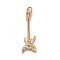 Brass Clear Cubic Zirconia Pendants, Cadmium Free & Nickel Free & Lead Free, Long-Lasting Plated, Electric Guitar, Real 18K Gold Plated, 27x9x2mm, Hole: 2mm