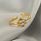 304 Stainless Steel Micro Pave Clear Cubic Zirconia Cuff Rings for Women, Golden, Christmas Tree, Inner Diameter: 20mm