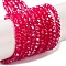 Baking Electroplate Glass Beads Strands, AB Color, Faceted, Round, Fuchsia, 3x2mm, Hole: 0.7mm, about 144~150pcs/strand, 35~37cm
