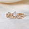 Retro Brass Micro Pave Clear Cubic Zirconia Finger Rings for Women, Imitation Crossed Star Orbits, Rose Gold, Inner Diameter: Adjustable