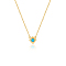 925 Sterling Silver Pave Synthetic Turquoise Moon Pendant Cable Chain Necklaces, Golden, Flower, 15.75 inch(40cm)