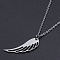 Non-Tarnish 201 Stainless Steel Pendant Necklaces, with Cable Chains and Lobster Claw Clasps, Wing, Stainless Steel Color, 17.7 inch(45cm), 1.5mm
