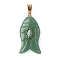 Natural Green Aventurine & Synthetic Turquoise Carved Pendants, Fish Charms with Brass Bails, Golden, 35x17.5x7.5~8mm, Hole: 4.3x6.5mm