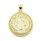 Rack Plating Brass Micro Pave Cubic Zirconia Pendants, with Enamel Cadmium Free & Lead Free, Real 18K Gold Plated, Flat Round, White, 22x20x4mm, Hole: 4.5mm
