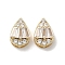 Brass Multi-strand Links, Cadmium Free & Nickel Free & Lead Free, with Glass, Teardrop, Real 18K Gold Plated, 13.5x9x5mm, Hole: 3.3x0.6mm & 2.8x0.6mm
