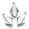 Non-Tarnish 201 Stainless Steel Charms, Laser Cut, Rhombus, Stainless Steel Color, 14x8x2mm, Hole: 1.2mm