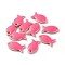 Brass Charms, Cadmium Free & Nickel Free & Lead Free, with Enamel, Fish, Raw(Unplated), Hot Pink, 13.5x7.5x2mm, Hole: 1.2mm