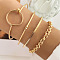 4Pcs 4 Styles Alloy Bangles, Stackable Bangle Set for Women, Golden, Diameter: 67~71mm