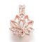 Alloy Diffuser Locket Pendants, Cage Pendants, Flower, Rose Gold, 25x17.5x10.5mm, Hole: 3.5x4.5mm, inner measure: 11.5x14mm
