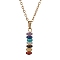 Natural & Synthetic Mixed Gemstone Disc Pendant Necklaces, with Stainless Steel Chains, Golden, 17.80 inch(452mm)