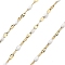Ion Plating(IP) 304 Stainless Steel Dapped Chains, with Enamel, Soldered, with Spool, White, 11x2~2.5x2~2.5mm, about 32.81 Feet(10m)/Roll