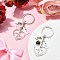 Natural Rose Quartz & Black Onyx Keychain, with 
Alloy Pendant and Iron Split Key Rings, Heart, Platinum, 82mm, 2pcs/set