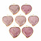 Natural Rhodochrosite Pendants, with Light Gold Plated Brass Findings, Faceted, Heart, 29~29.5x26~26.5x6mm, Hole: 2mm