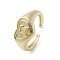 Brass Adjustable Open Rings, Cadmium Free & Nickel Free & Lead Free, Heart, Gemini, US Size 7 3/4(17.9mm)