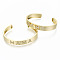 Brass Micro Pave Clear Cubic Zirconia Cuff Bangles, Mother's Day Gifts, Nickel Free, Word Mama, Real 16K Gold Plated, Inner Diameter: 2-3/8x1-7/8 inch(6x4.8cm), 9.5mm